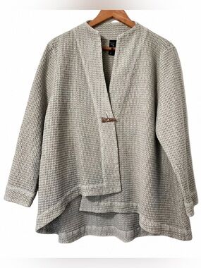 Light Sage/Gray Women's Waffle  Knit Wrap/Cardigan-Like New